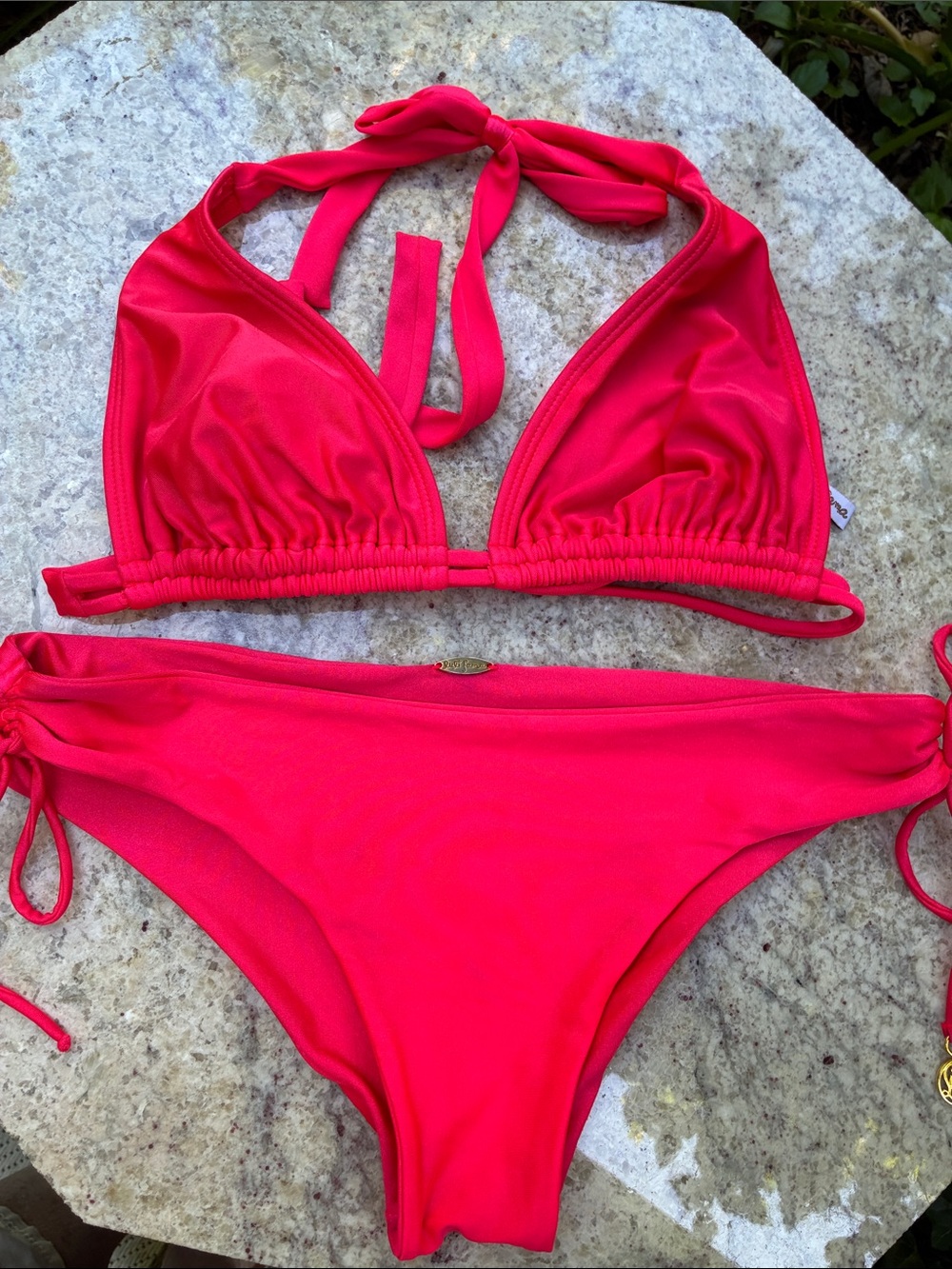 luli Fama hot pink bikini swim set